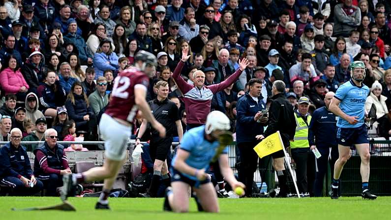 26 May 2024; Galway manager Henry Shefflin reacts on the sideline during the Leinster GAA Hurling Senior Championship Round 5 match between Galway and Dublin at Pearse Stadium in Galway. Photo by Daire Brennan/Sportsfile