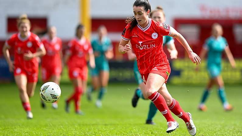 13 April 2024; Roma McLaughlin of Shelbourne during the SSE Airtricity Women's Premier Division match between Shelbourne and Shamrock Rovers at Tolka Park in Dublin. Photo by Stephen McCarthy/Sportsfile