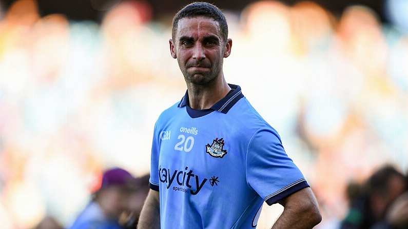 29 June 2024; James McCarthy of Dublin dejected after his side's defeat the GAA Football All-Ireland Senior Championship quarter-final match between Dublin and Galway at Croke Park in Dublin. Photo by Shauna Clinton/Sportsfile