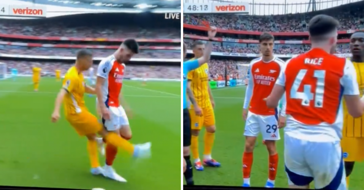 Declan Rice receives red card in bizarre incident against Brighton