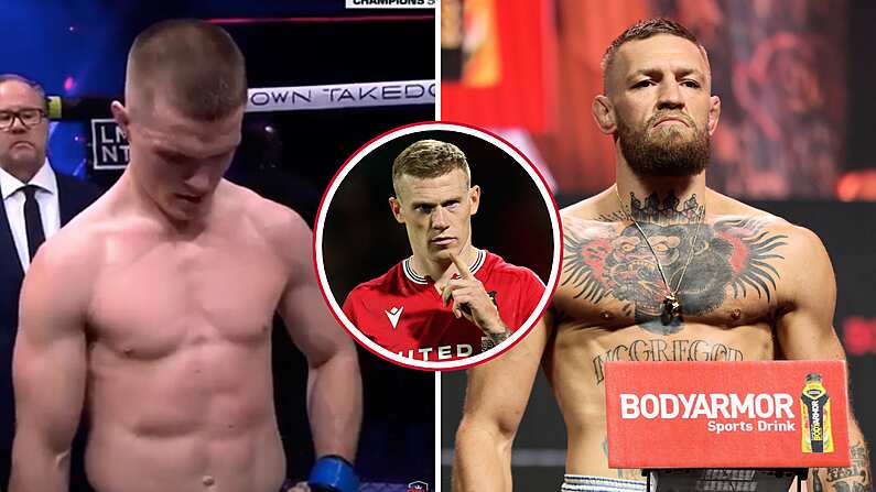 James McClean And Joe Brolly Stand With Paul Hughes In Conor McGregor Row