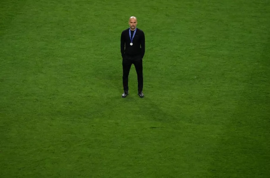 Guardiola cut a dejected figure after City's loss to Chelsea in last season's final