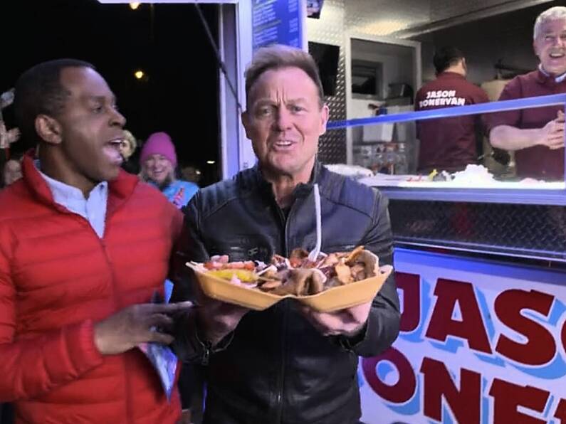 Jason Donovan visits Jason Donervan kebab truck