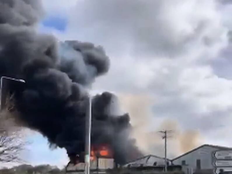 Emergency Services attend the scene of a major fire at warehouse in Wexford