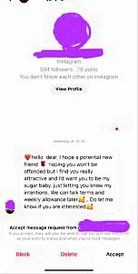 Instagram message Sugar Daddy