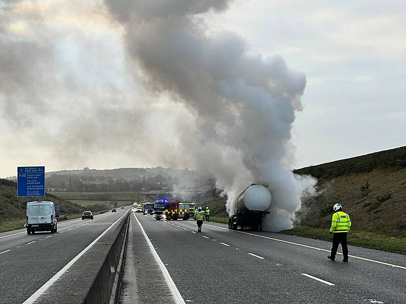 Truck on fire near Carlow causing traffic delays