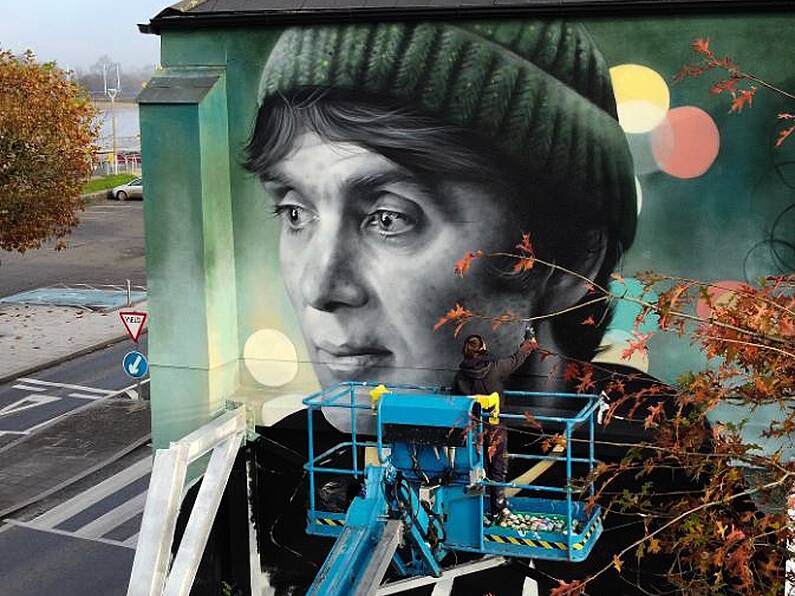 Large scale portrait of Cillian Murphy appears in New Ross