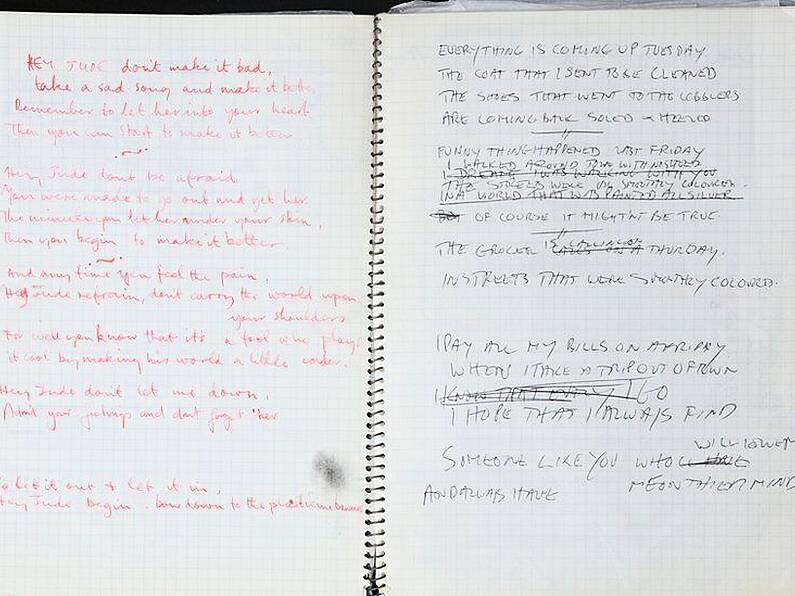 Beatles fans can now get a glimpse of handwritten lyrics