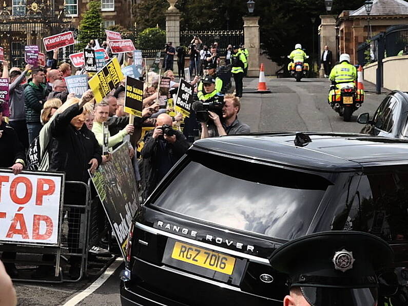 Boris Johnson jeered by protesters as he arrives in Northern Ireland