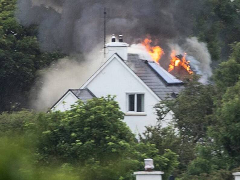 House caught fire after being struck by lightning