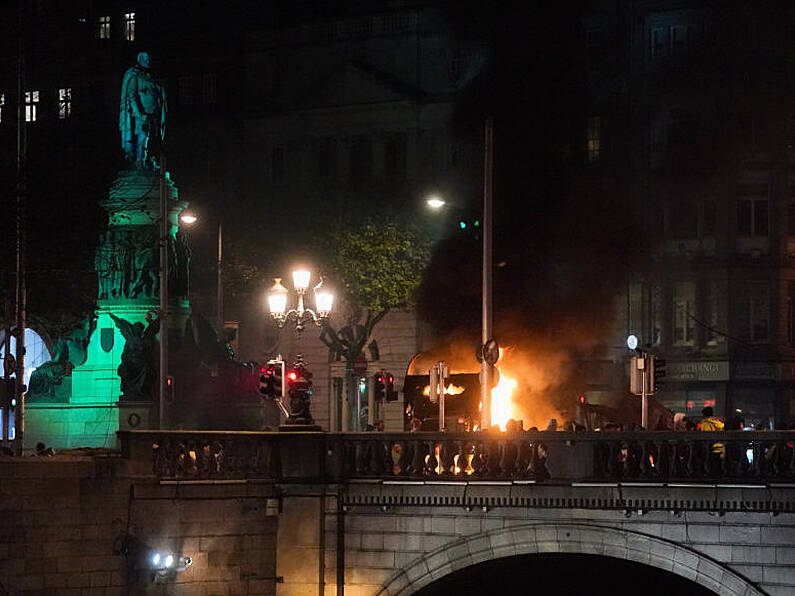 Dublin riots: Garda Public Order Unit stationed outside Leinster House