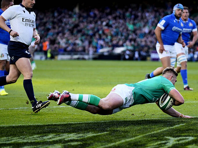 Jack Crowley opens international account as Ireland ease to win against Italy