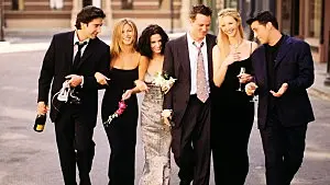 FRIENDS (NBC) season 6 1999-2000 Shown: David Schwimmer (as Ross Geller,) Jennifer Aniston (as Rachel Green), Courteney Cox (as Monica Geller), Matthew Perry (as Chandler Bing), Lisa Kudrow (as Phoebe Buffay), Matt LeBlanc (Joey Tribbiani)