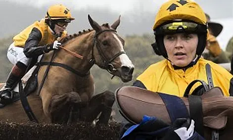 EXETER, ENGLAND - JANUARY 17:  Victoria Pendleton and According To Sarah clear a fence in The Aga Ladies Open Race run during The Silverton Foxhounds Point-To-Point Meeting at Black Forest Lodge on January 17, 2016 in Exeter, England. (Photo by Julian Herbert/Getty Images)