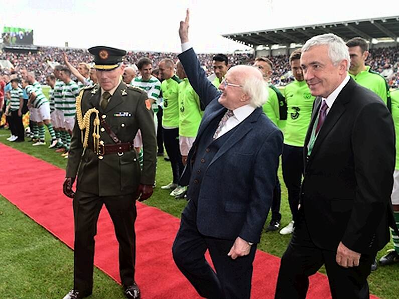 PIC: Michael D Higgins did the Mexican wave at the Liam Miller match