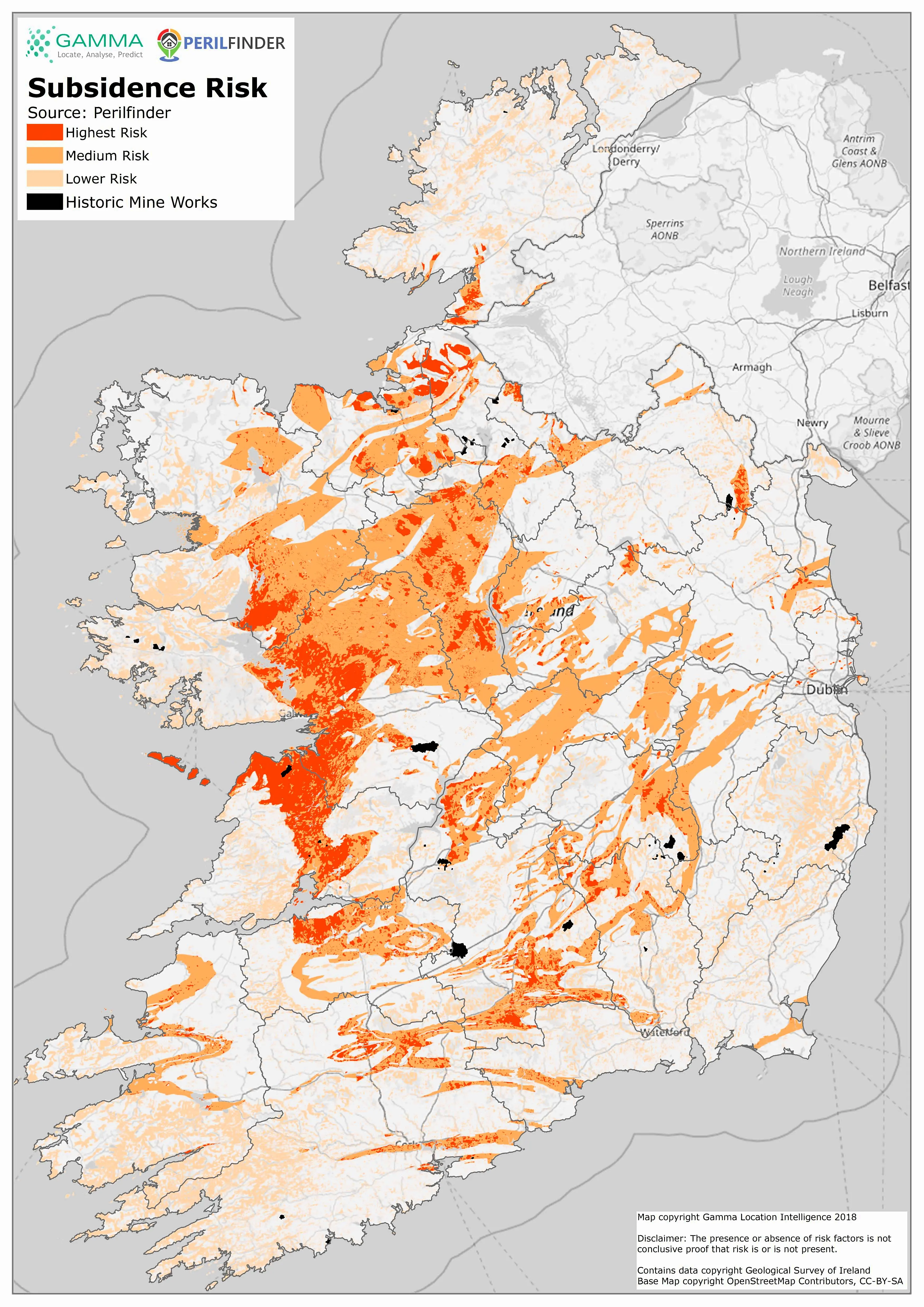 Here are the areas most at risk from sinkholes in Ireland