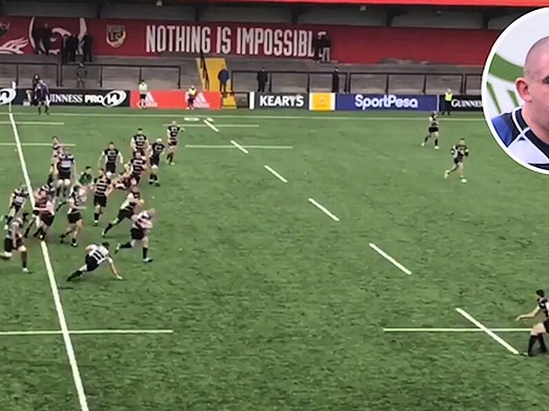 Watch this Limerick prop's superbly skilful break from halfway line to set-up try