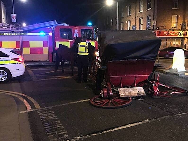 Man hospitalised after collision between car and horse and carriage