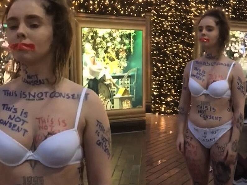 WATCH: Woman stands in her underwear on Cork’s Patrick Street to protest victim blaming