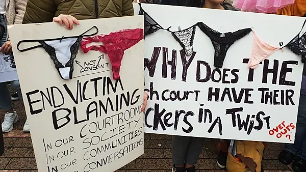 WATCH: Woman stands in her underwear on Cork’s Patrick Street to protest victim blaming