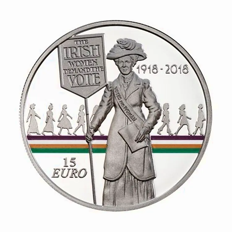 Central Bank issues coin to mark 100 years since Irish women got vote