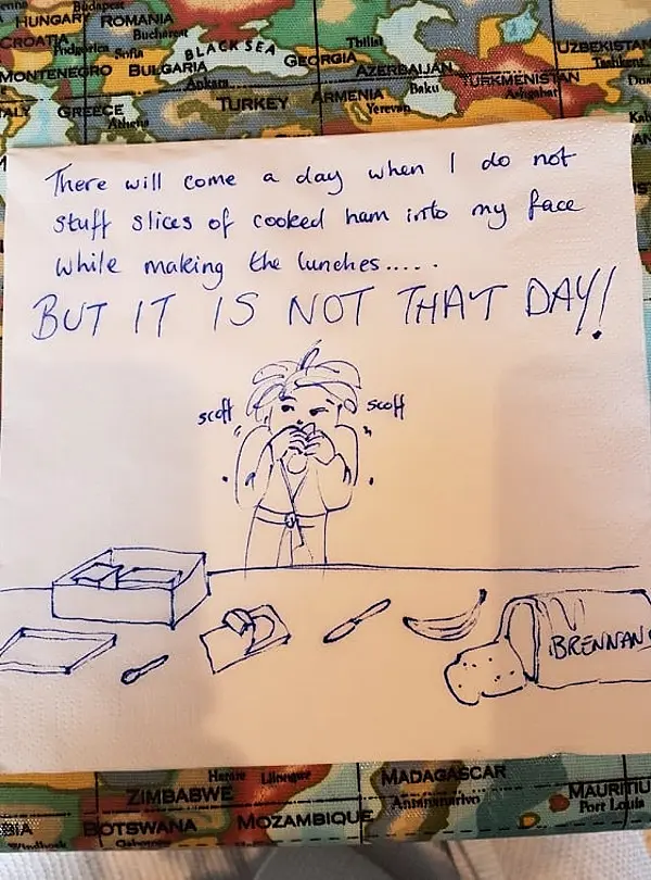 LOOK: Irish mom draws on daughter's lunch napkins everyday to make her smile