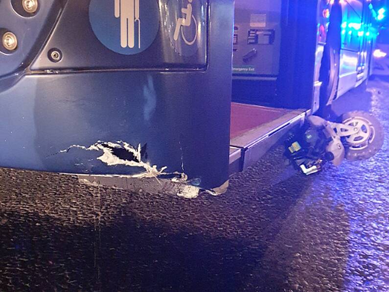 Man has lucky escape after his scooter collides with bus