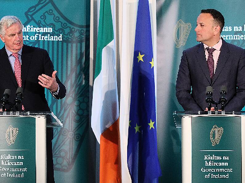 Michel Barnier and Leo Varadkar meet at Six Nations game