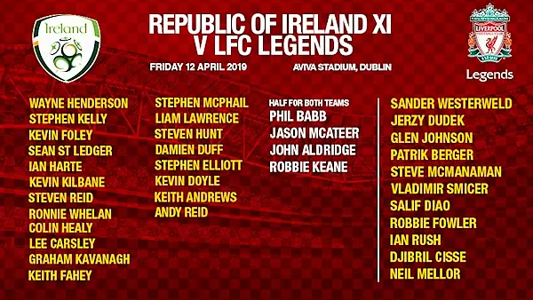 Here is the Ireland XI squad to play Liverpool Legends in Sean Cox fundraiser