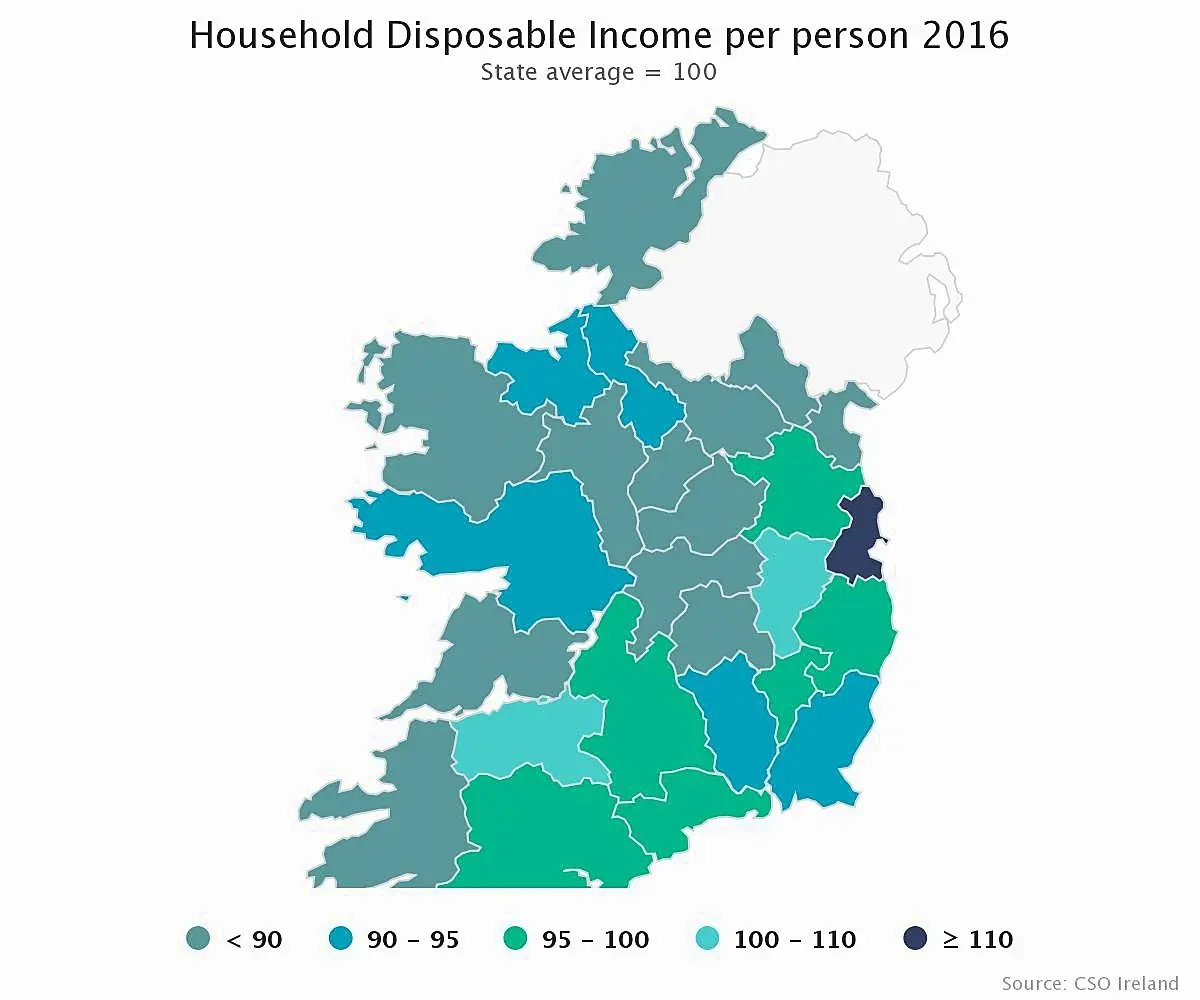 Dublin disposable incomes 18% higher than average as CSO release county-by-county breakdown