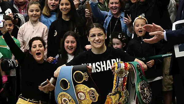 Watch: Undisputed lightweight champion Katie Taylor returns triumphantly to Ireland