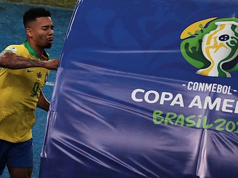 Watch: Gabriel Jesus pushes over VAR monitor after Copa America final red card