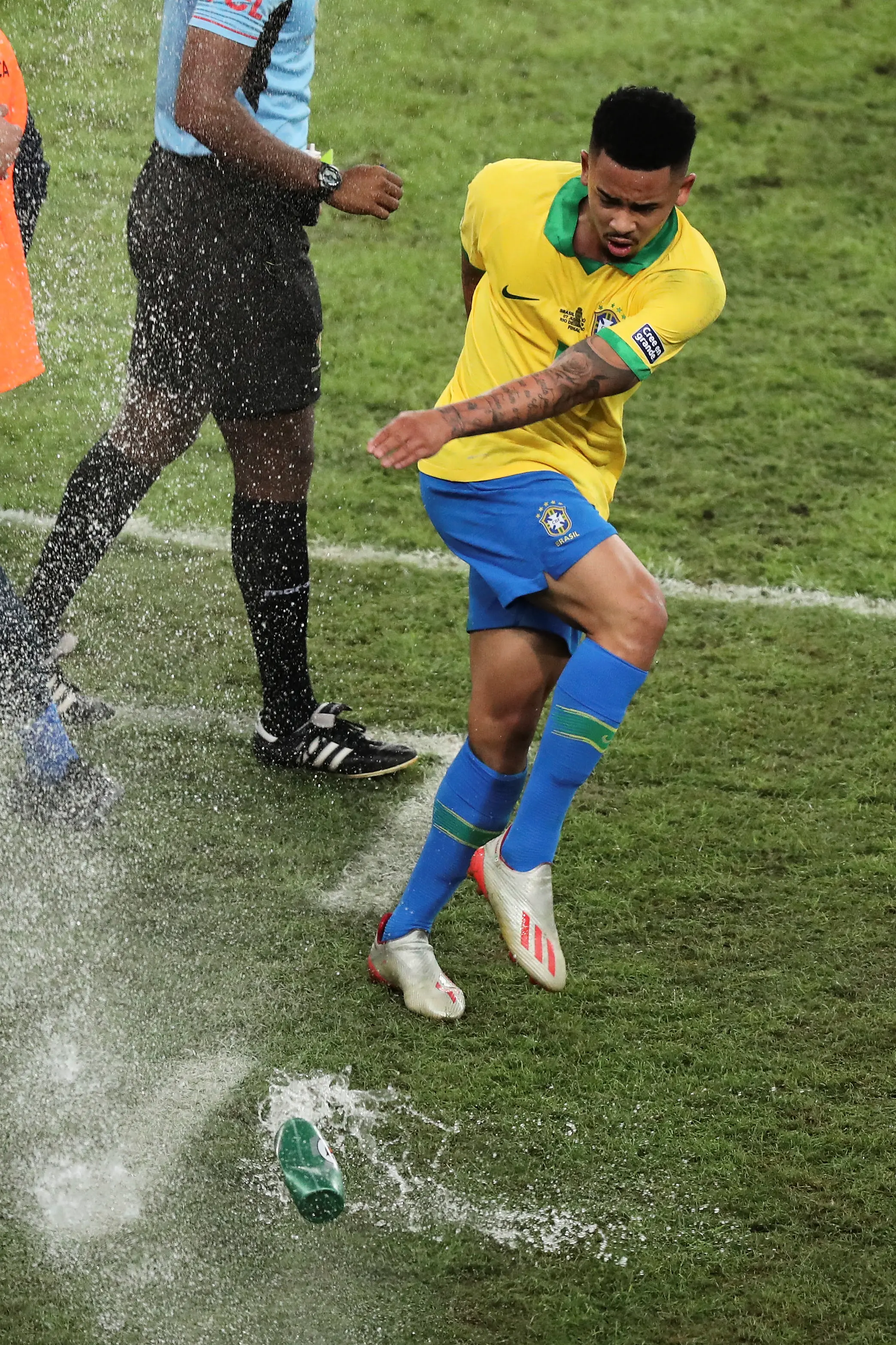 Watch: Gabriel Jesus pushes over VAR monitor after Copa America final red card