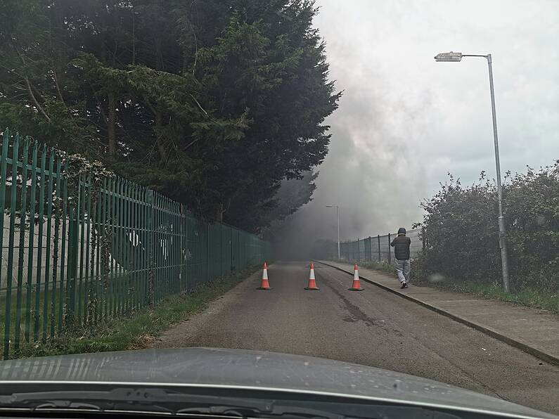 Emergency services attending the scene of a blaze in County Carlow