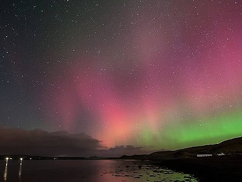 Northern lights vivid light show over Waterford and Wexford