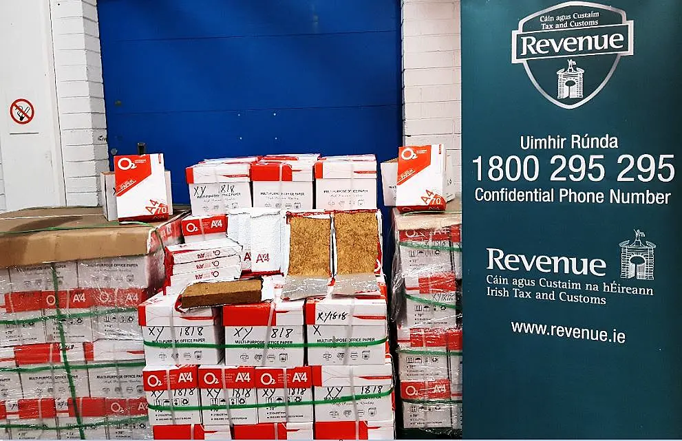 Revenue seizes €1.2m of tobacco disguised as office paper from Hong Kong