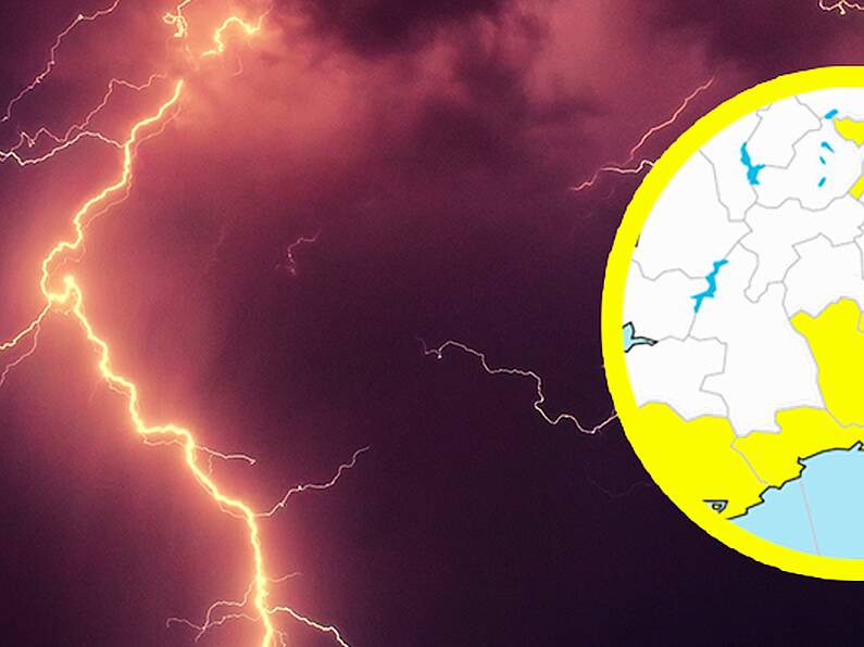 Another thunderstorm warning has been issued for Waterford, Carlow, Kilkenny & Wexford