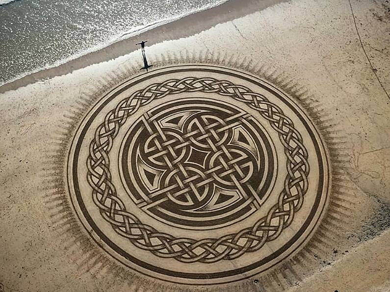 Massive "Celtic Knot" designed on one of County Wexford's beaches