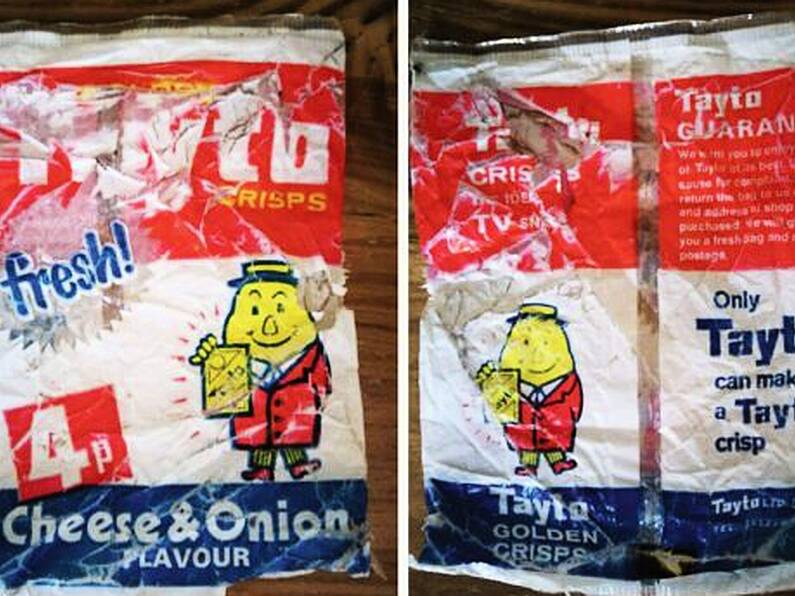 Packet of Tayto from almost 50 years ago found during Tidy Towns clean up