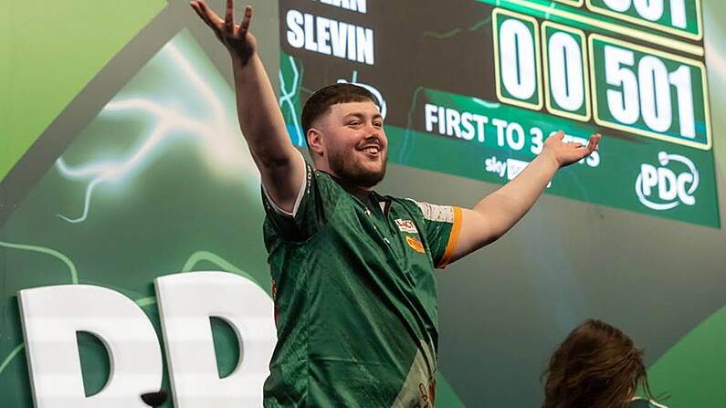 Tipperary's Dylan Slevin in action tonight at the Ally Pally