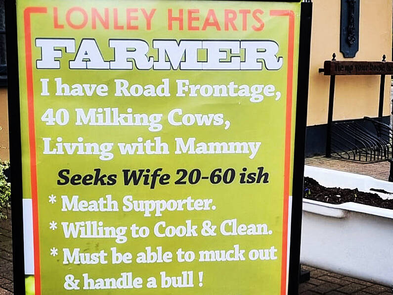 Pub helps farmer with ‘road frontage and 40 milking cows’ advertise for wife