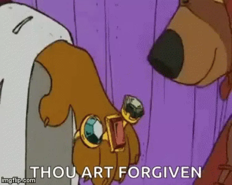 Image result for thou art forgiven gif