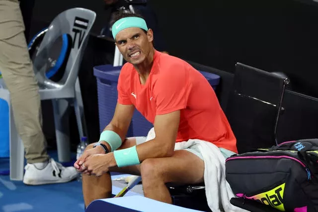 Rafael Nadal shows his discomfort