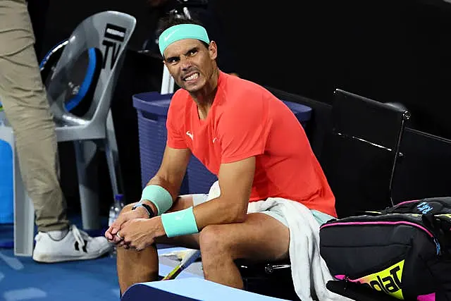 Rafael Nadal shows his discomfort