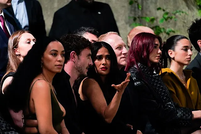 (L-R) Solange, Paul Mescal, Selma Hayek, François-Henri Pinault and Dua Lipa were all at the show