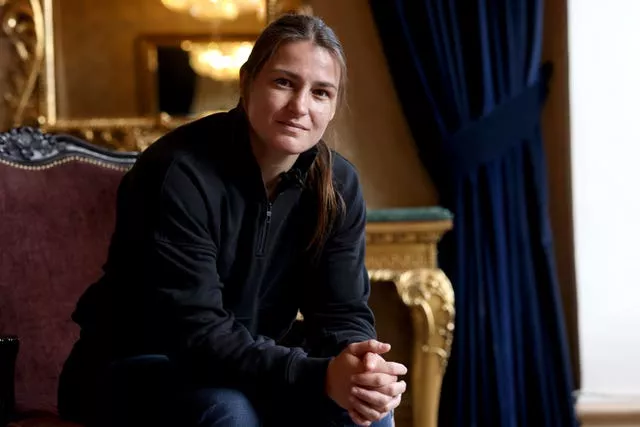 Katie Taylor before a press conference 