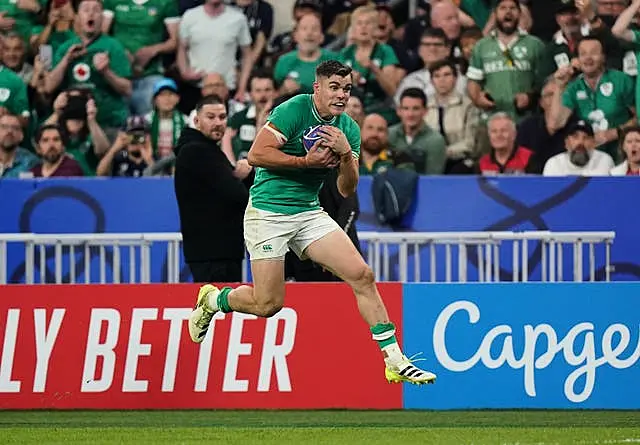 Garry Ringrose claimed Ireland's sixth try against Scotland