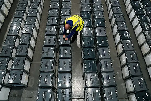 Ballot boxes being prepared for the election in a warehouse