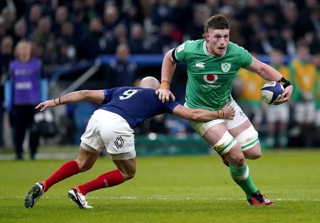 Ireland's Joe McCarthy dodges a tackle