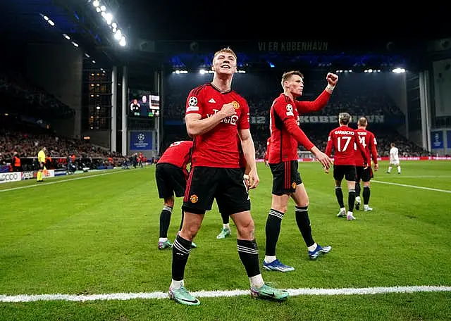 Manchester United’s Rasmus Hojlund celebrates scoring